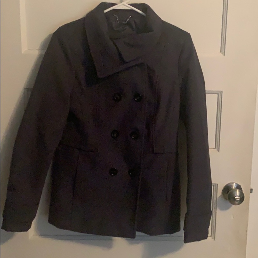 Black Rivet Double Breasted Pea Coat